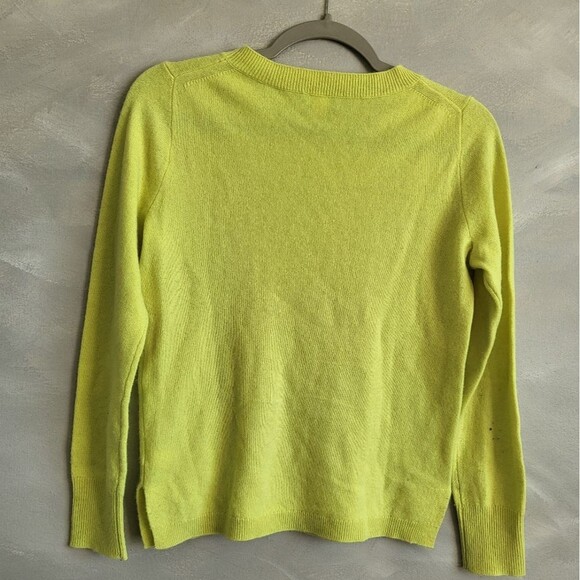 J. CREW Cashmere Crewneck Neon Lime Green Long Sleeve Sweater Sz XS - Picture 4 of 16